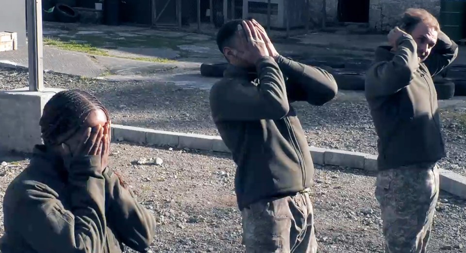 The moment Alexandra Burke (left) Wes Nelson (middle) and Aled Davies (right) found out they were Celebrity SAS: Who Dares Wins winners