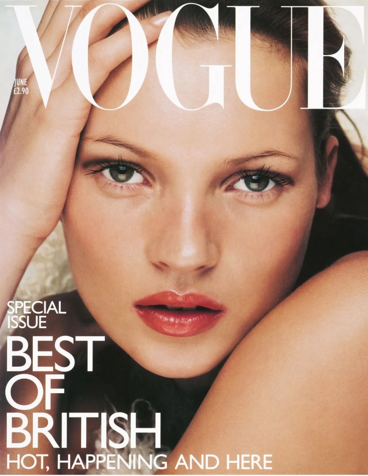 Kate, 47, starred on the cover of British Vogue in 1998 age 24