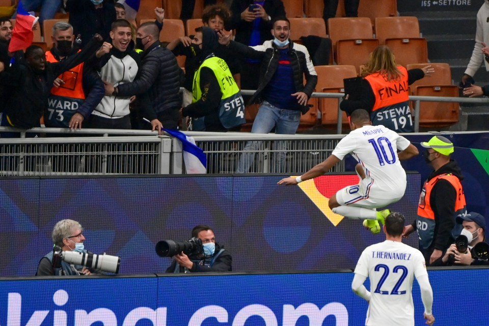 Mbappe didn't care as he rushed into the crowd to celebrate