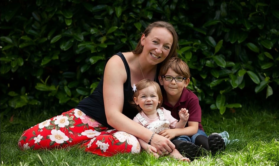 Mum-of-two Becky with her two children