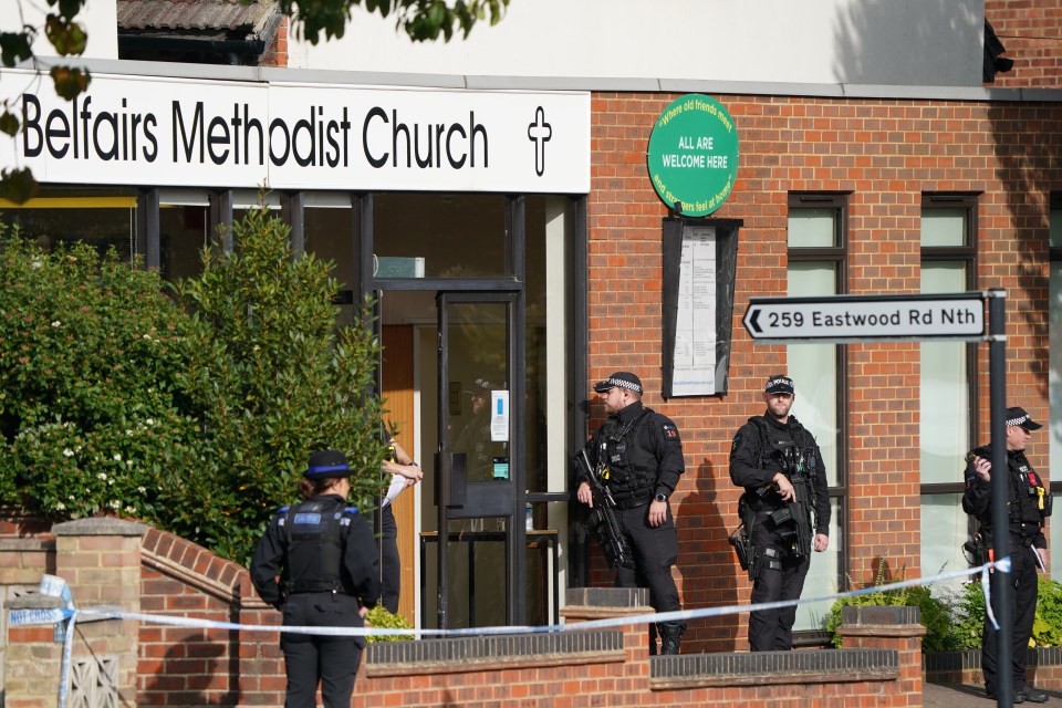 Police outside Belfairs Methodist Church