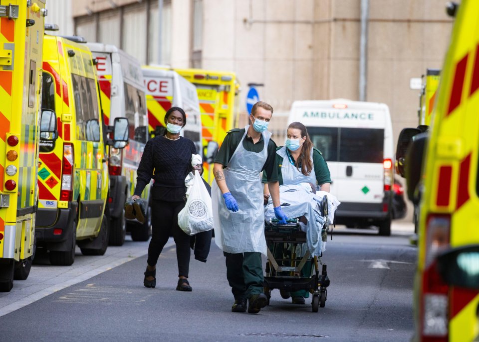 Queues of ambulances and a steady stream of arrivals at Whitechapel Hospital