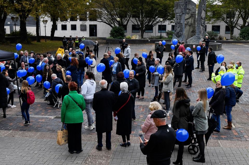 People held blue balloons in his honour over the weekend