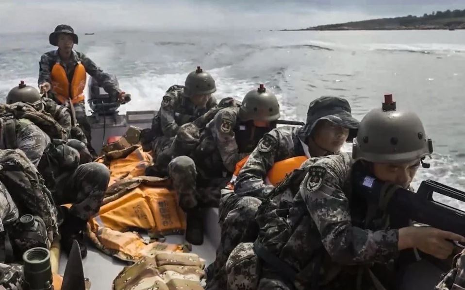 Chinese troops have been carrying out beach landing drills