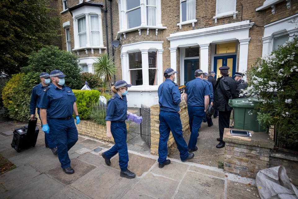 Police officers this morning searched an address for the suspect in North London