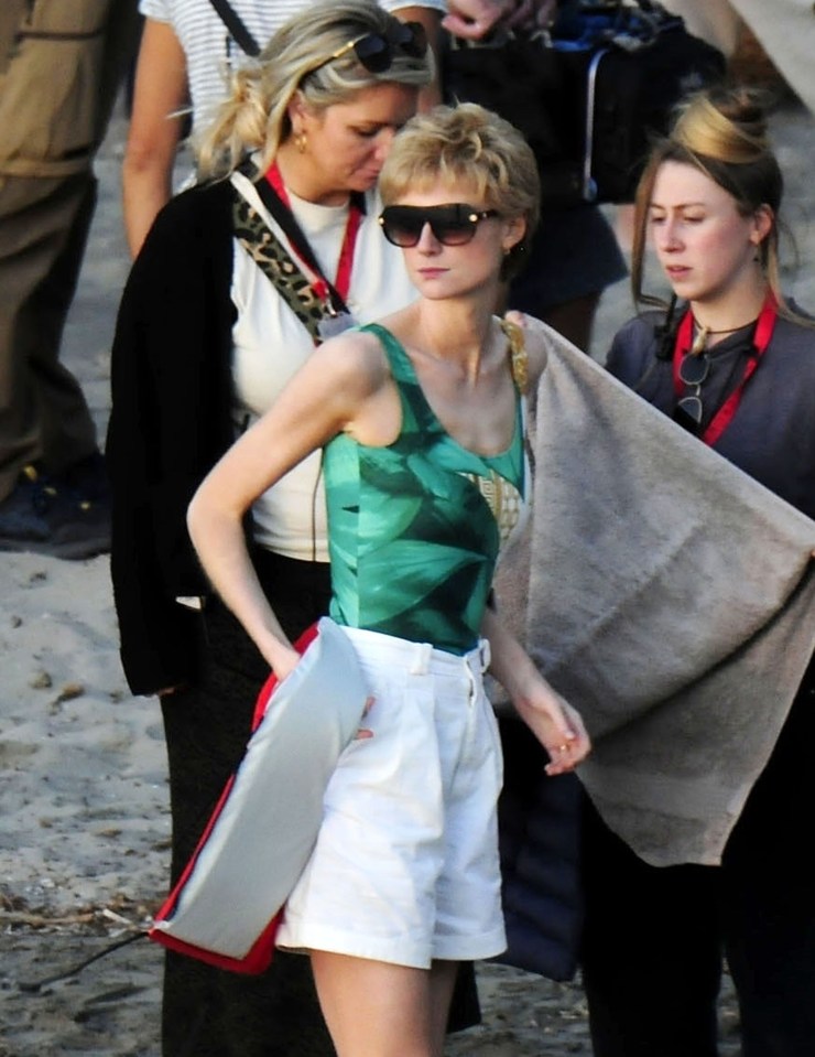 Actress Elizabeth Debicki, who plays Diana, pictured on the set of The Crown