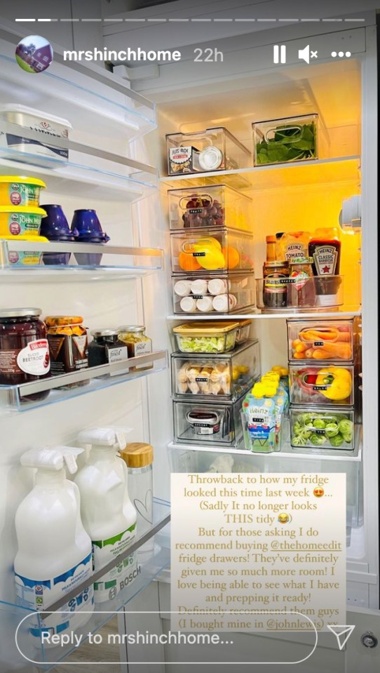 The Queen of clean showed off her fridge with The Home Edit fridge drawers