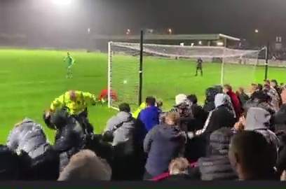 He shanked it wide just as the steward turned to look at the pitch