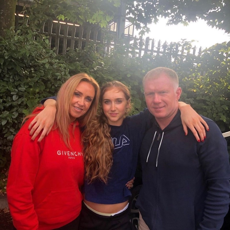 Scholes poses with netball player daughter Alicia