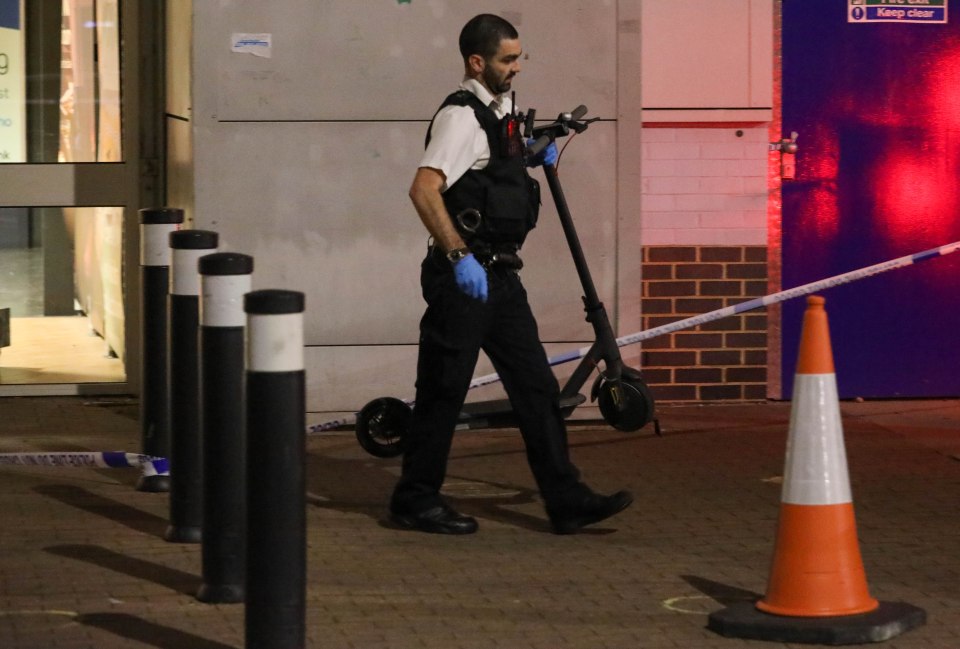 A16-year-old boy was stabbed in a retail park in a suspected e-scooter row