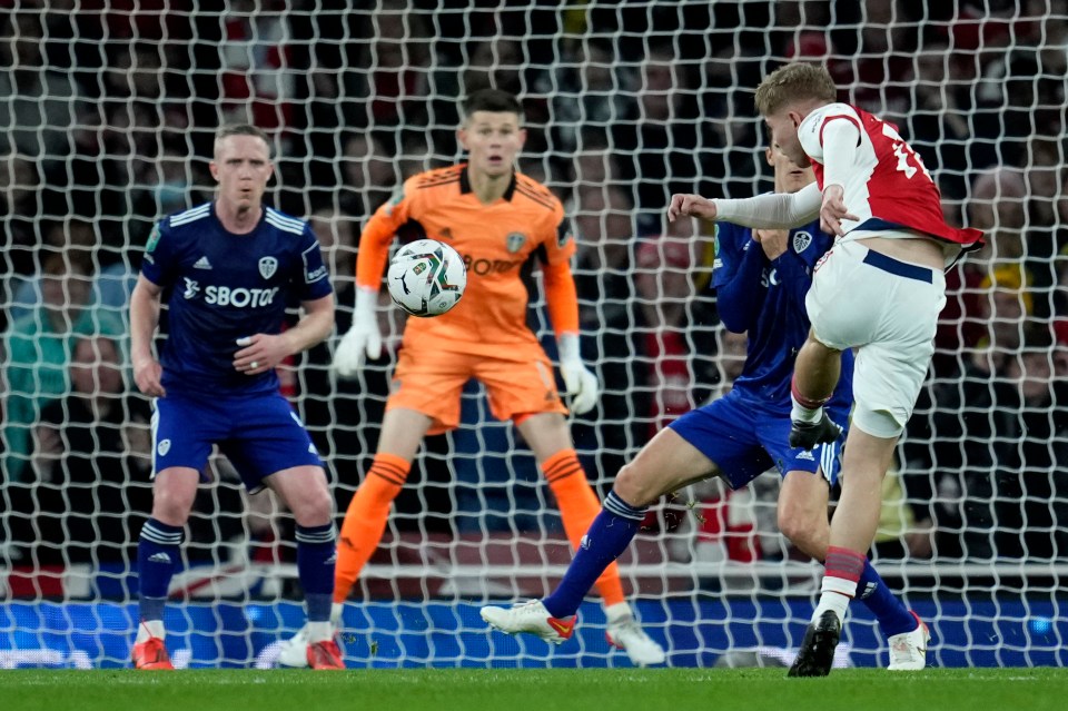 Emile Smith Rowe blasted this effort over at the end of the first half when he should have troubled Illan Meslier