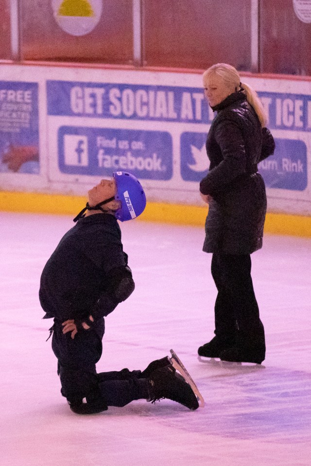 Happy Mondays star Mark 'Bez' Berry took many tumbles during rehearsals today