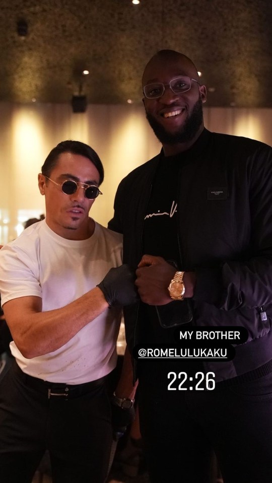 Nusret Gokce, aka Salt Bae, welcomed back Chelsea superstar Romelu Lukaku