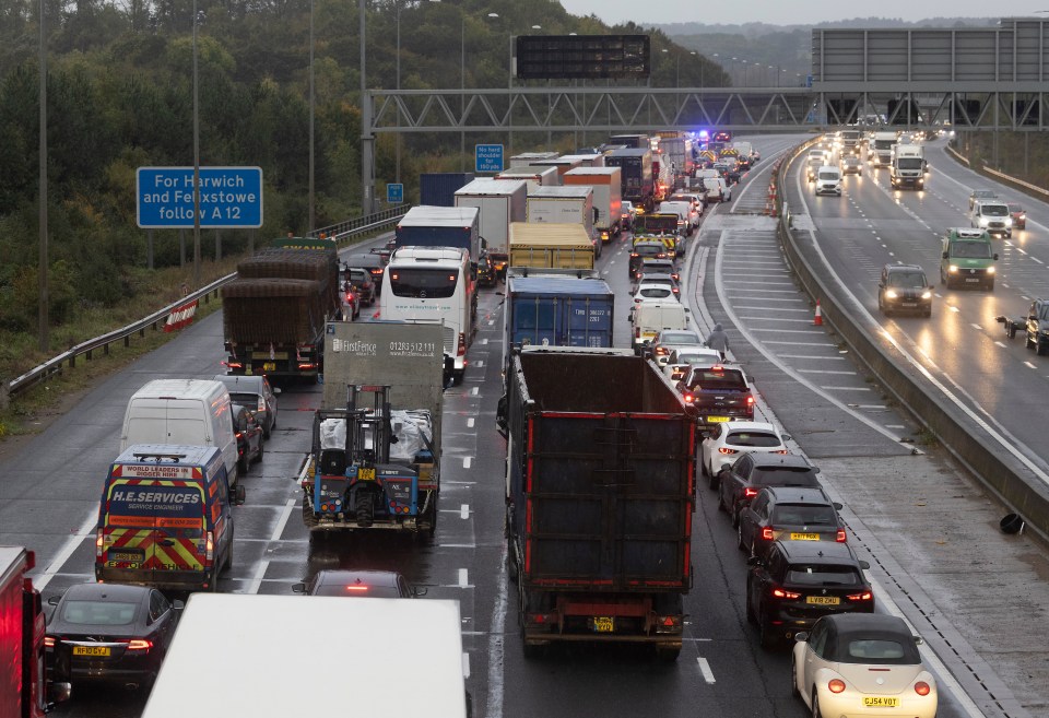 Massive queues built up along the motorway