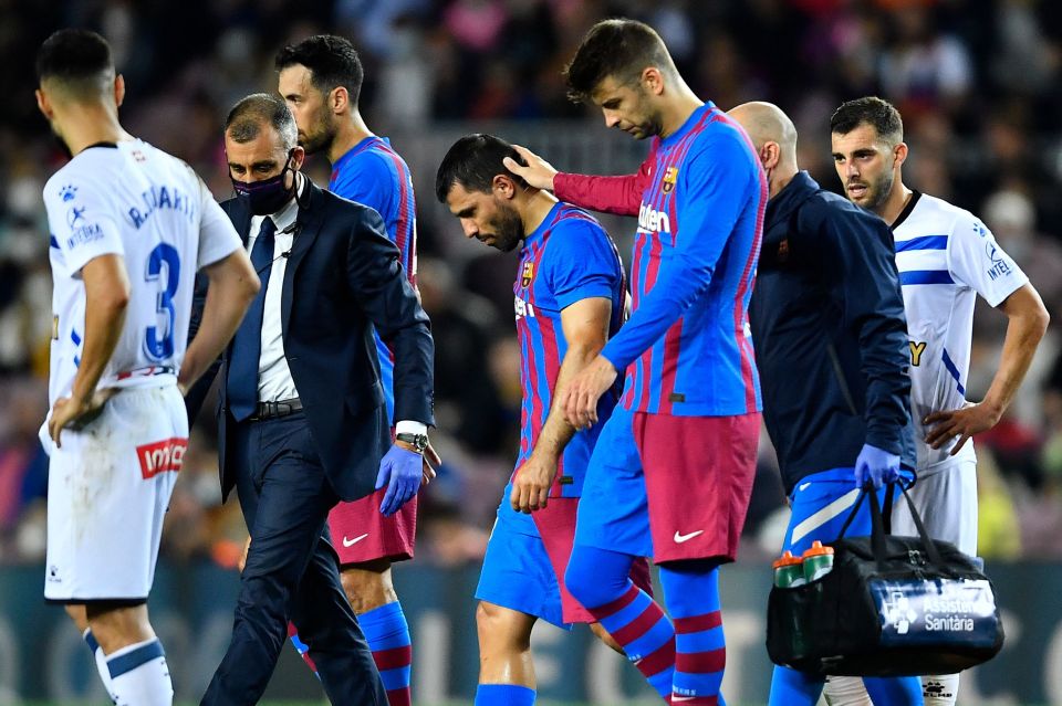 Aguero thankfully managed to make it back to his feet as he walked off the pitch in the first half