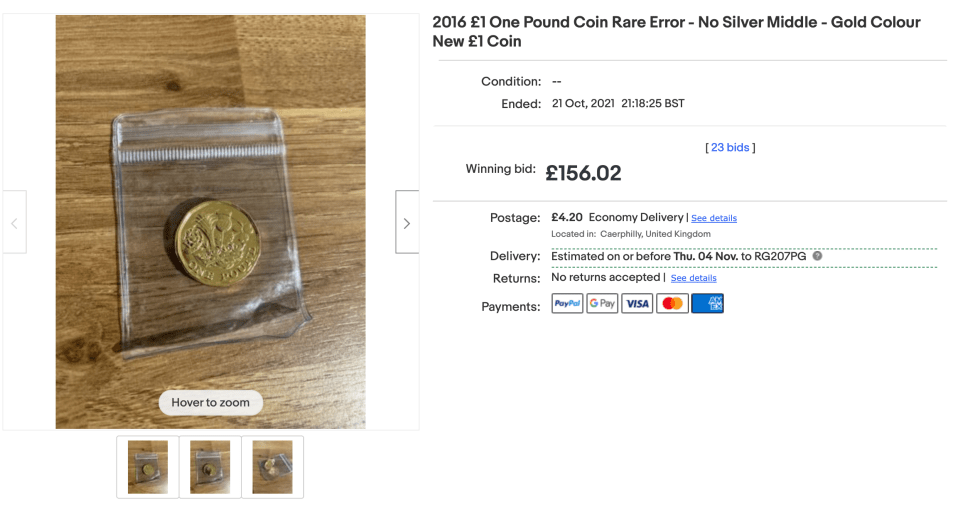 Over 20 bids were placed on the rare error coin