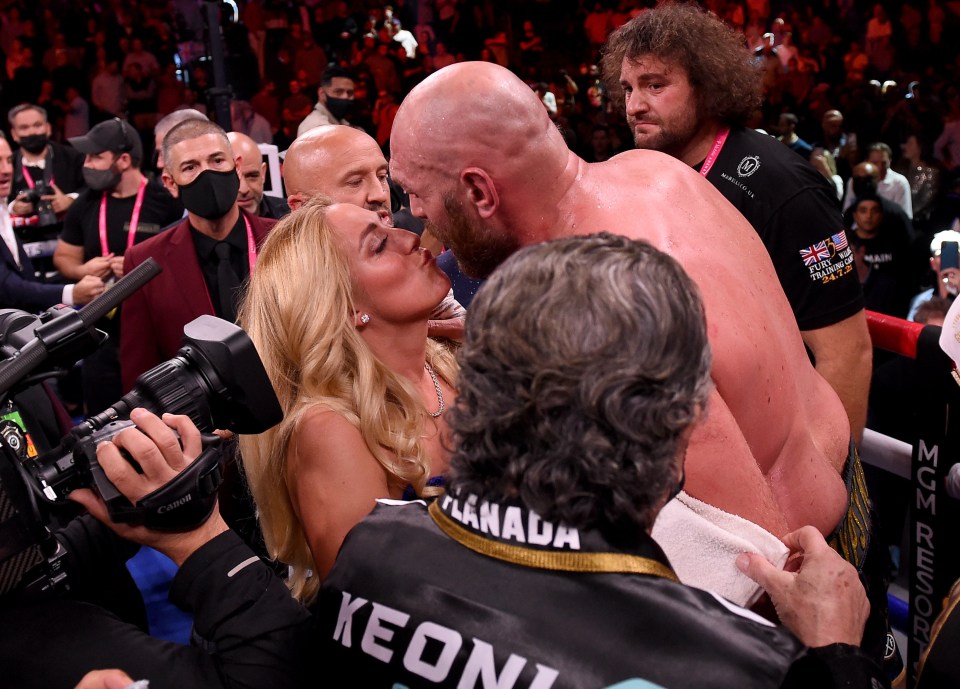 Paris and Tyson Fury in the ring after the win