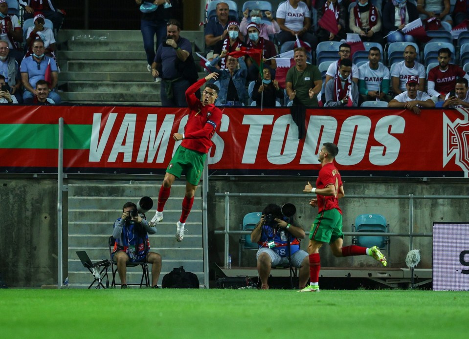 The Man Utd star celebrated his goal in typical style as he broke the record for most international caps by a European player