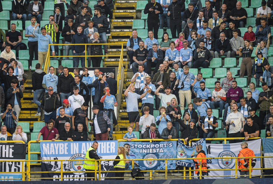 A Manchester City fan is fighting for his life in hospital after being attacked driving home by Club Brugge fans on Tuesday