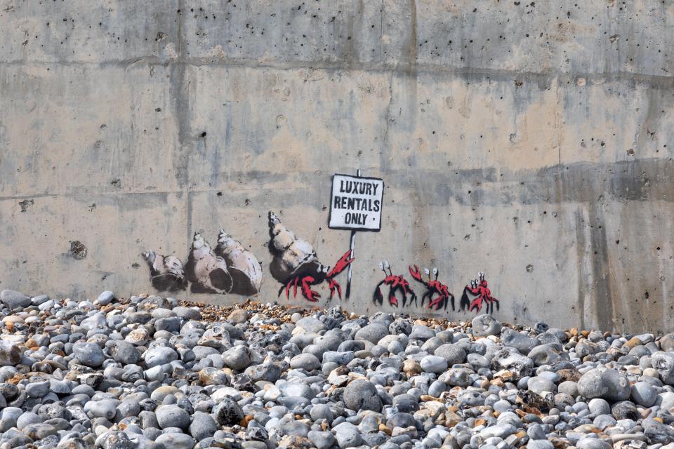 The homeless hermit crabs are on the beach in Cromer