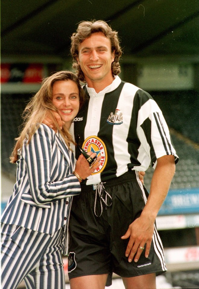 David Ginola with his then wife Coraline in 1995, after he signed for Newcastle United