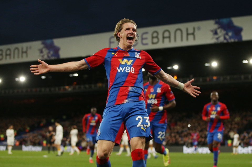 Conor Gallagher celebrates doubling Crystal Palace's lead