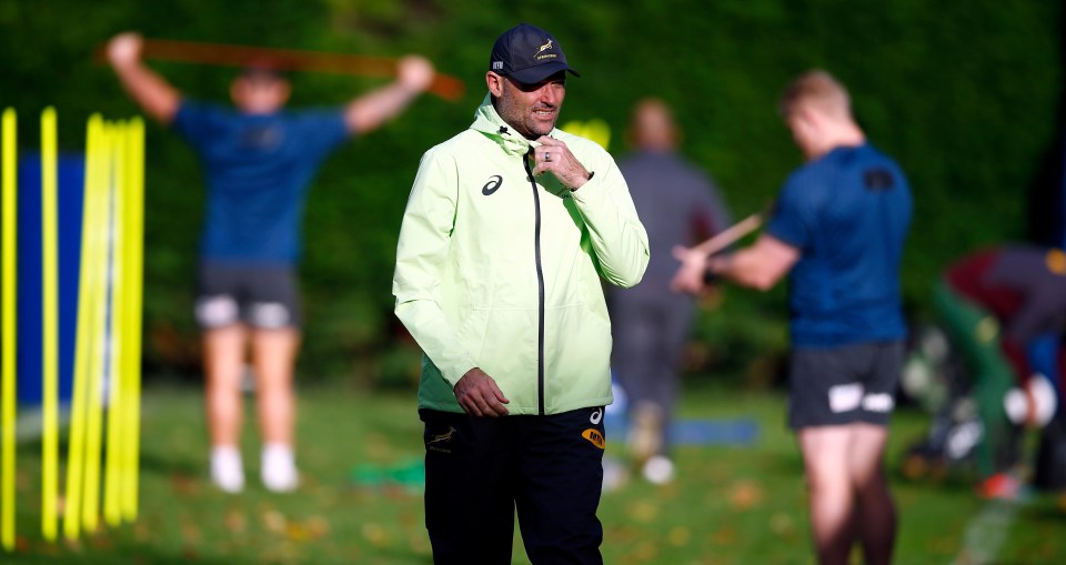 South Africa head coach Jacques Nienaber was putting his team through their paces yesterday ahead of the clash with Wales