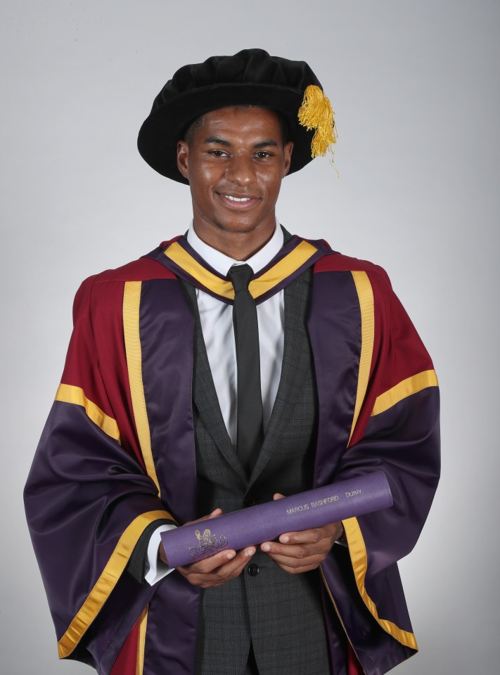 Marcus Rashford was awarded a doctorate from the University of Manchester last month