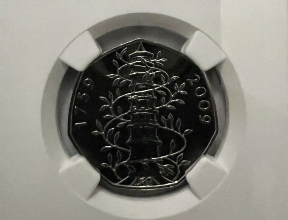 The rare 50p has a unique design on the obverse