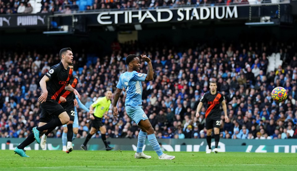 Sterling capped off Joao Cancelo's amazing pass with a smart finish moments before the break