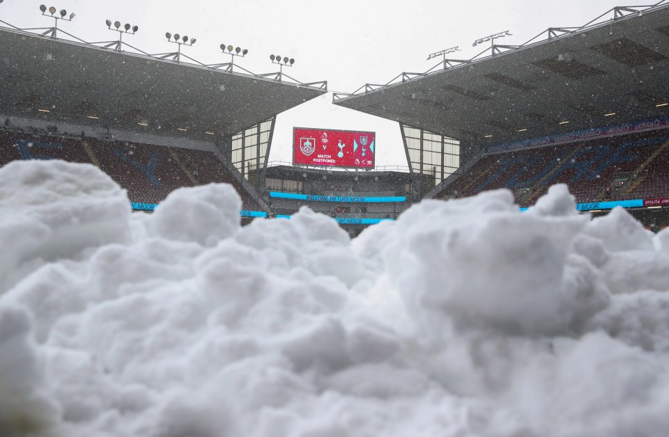 Turf Moor, home stadium of Burnley after their match was called off because of snow