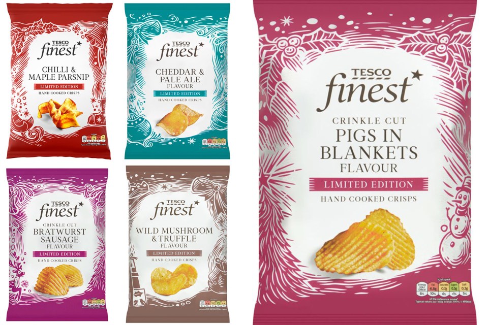 Tesco has five new festive crisp flavours to get you in the Christmas spirit