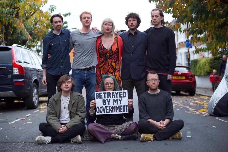 Roc, front right, was one of nine campaigners jailed last week for breaching a High Court injunction