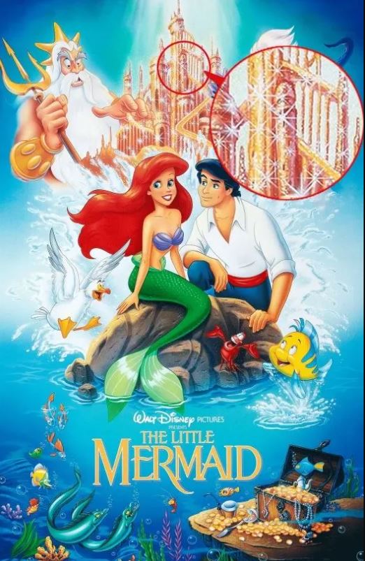 Disney fans also think a phallic-shaped object is in the castle of The Little Mermaid poster