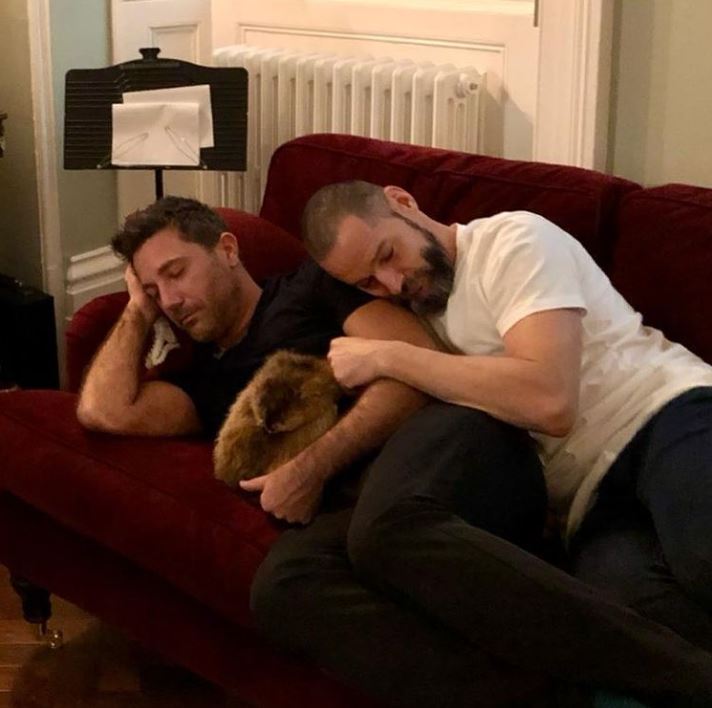 The Italian chef shared a photo of him sleeping alongside Fred and his sporran Justin as he announced the news