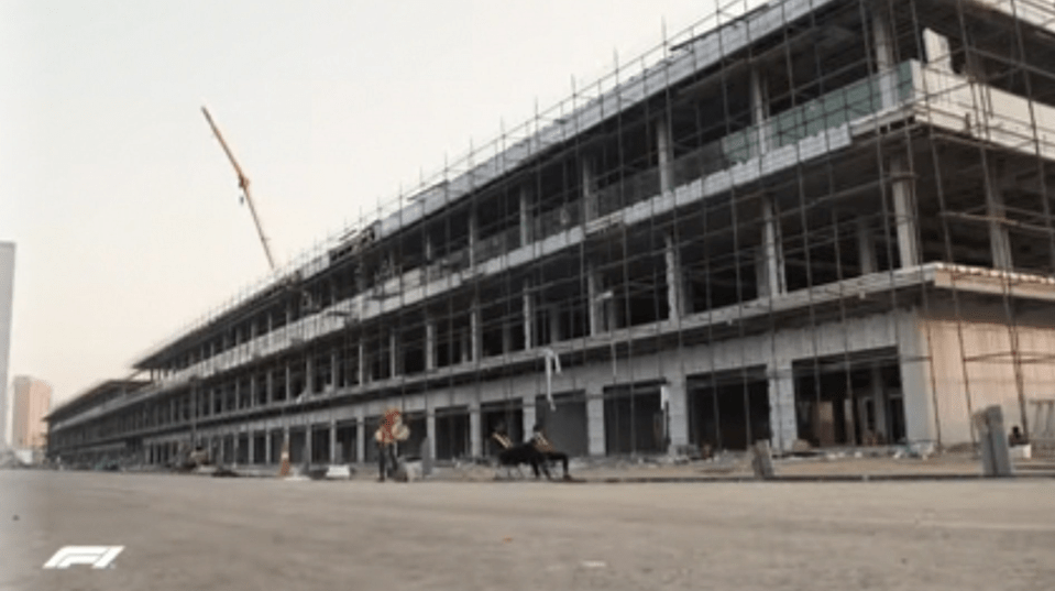 Unfinished buildings at the Saudi Grand Prix track