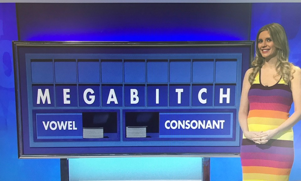 Fans went into meltdown in July when, weeks after Anne started, Rachel grinned as the letters made the word 'megabitch'