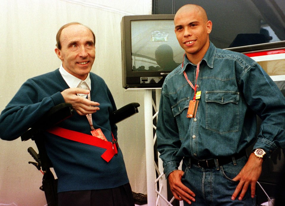 Brazilian Ronaldo and Sir Frank Williams during the Spanish GP in 1997