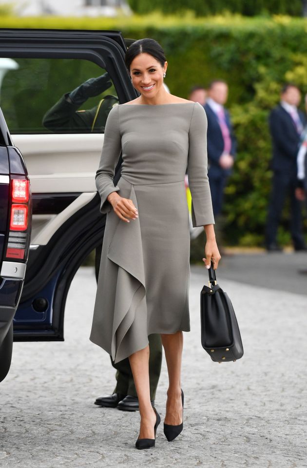 Wearing the wrong bra in Dublin, Meghan's strapless bra was on show