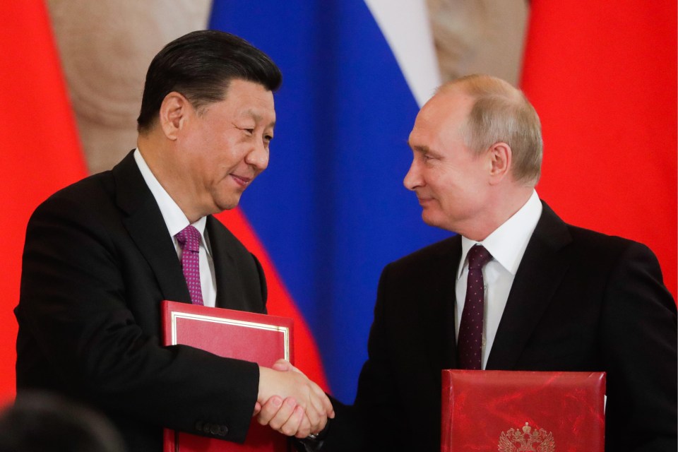 China’s President Xi Jinping, left, and Russia’s President Vladimir Putin during talks in the Kremlin in 2019