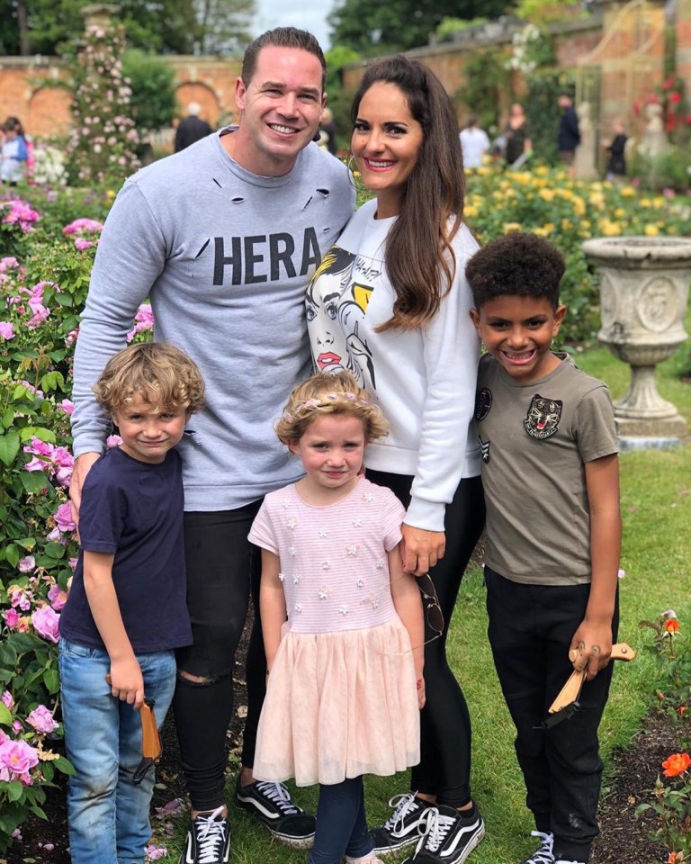 Kieran with fiancé Michelle Penticost and their children