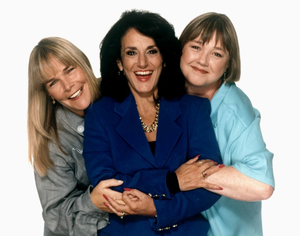 Lesley and Linda star on Birds Of A Feather pictured with Pauline Quirke (R)