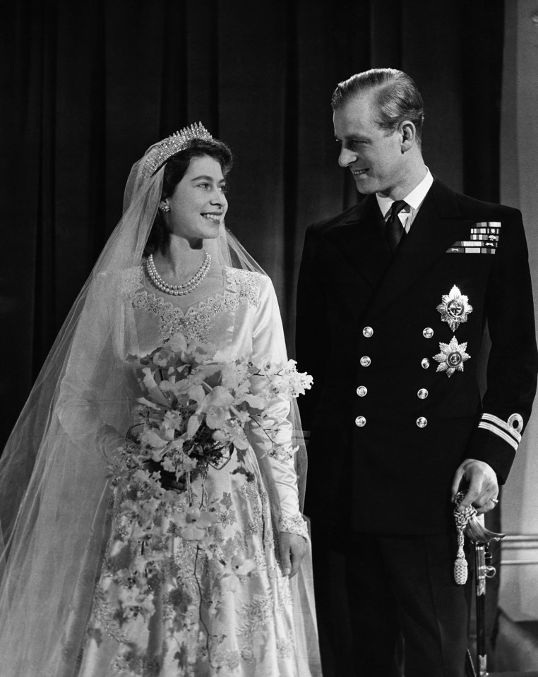 The Queen and Prince Philip pictured on their wedding day in 1947