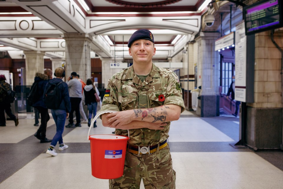 Lance Corporal Ashley Martin says: 'I’m so proud to raise money for the Poppy Appeal and excited to be back collecting in person again after we weren’t able to last year'