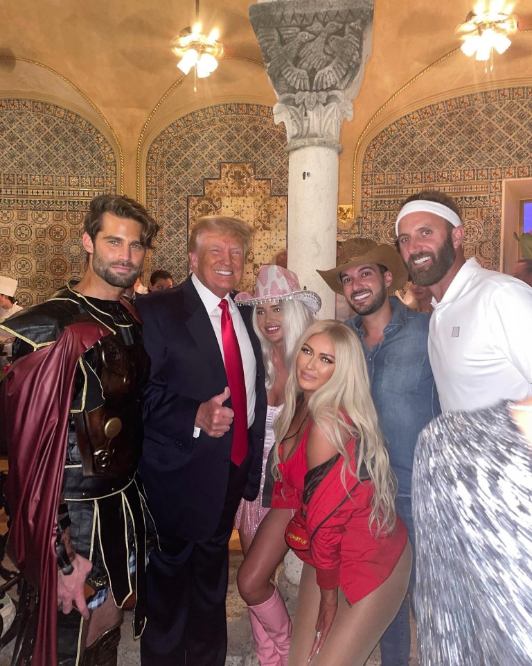 Dustin Johnson and Paulina Gretzky joined Donald Trump for a Halloween party in Florida