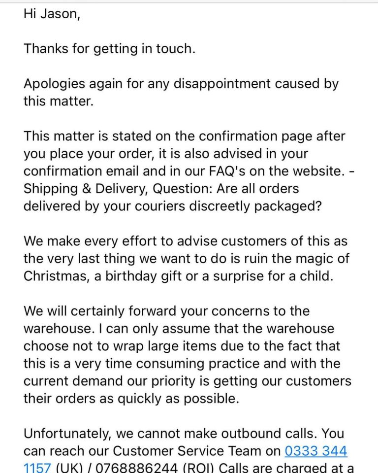 The DJ shared the apology sent to him by Smyths Toys, who offered a refund and £5 gift voucher