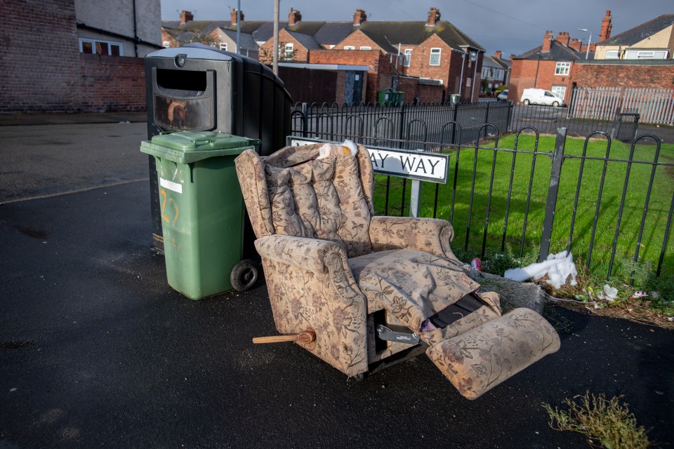 Abandoned furniture and rubbish near Macaulay Street