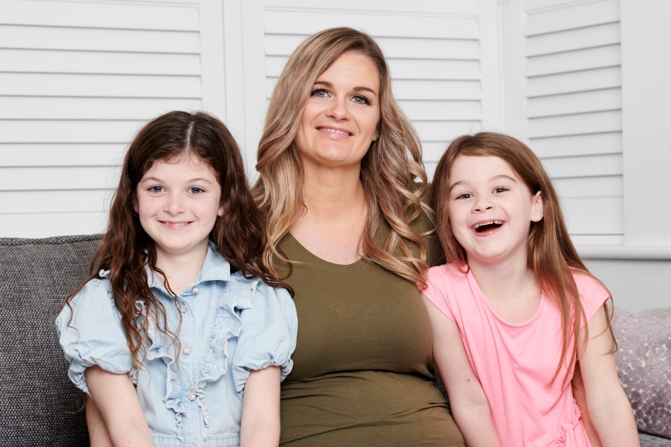 Melanie with her daughters Isabelle, eight, and Ruby, six