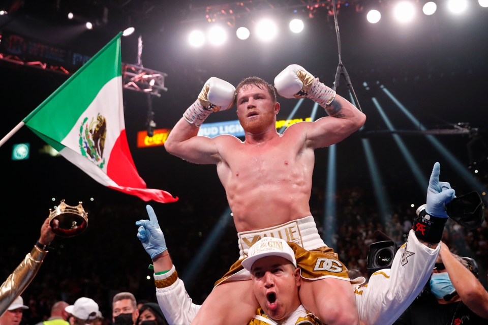 Canelo Alvarez after beating Caleb Plant