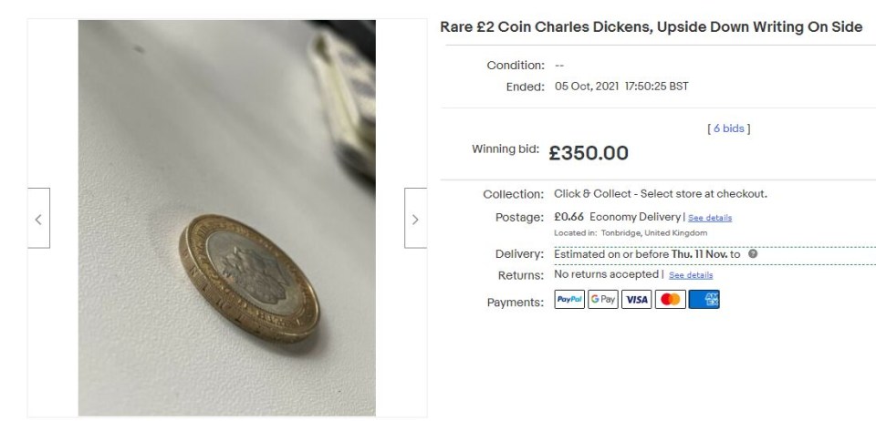 One coin hunter has paid £350 for this Charles Dickens coin